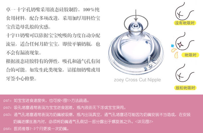 卓一液态硅胶防胀气宽口径奶嘴
