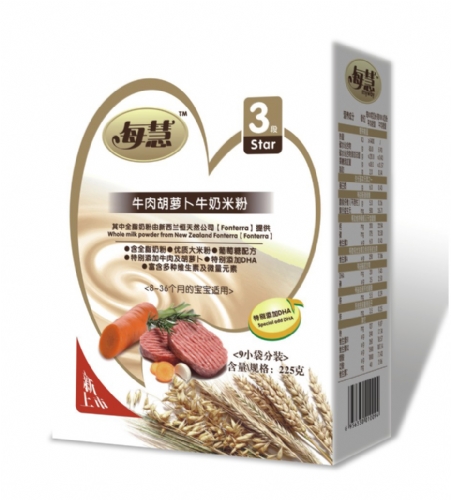 每慧牛肉胡萝卜牛奶米粉3段（盒装）