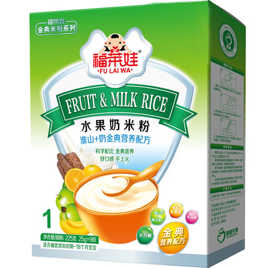 福莱娃淮山+奶金典水果奶米粉1段