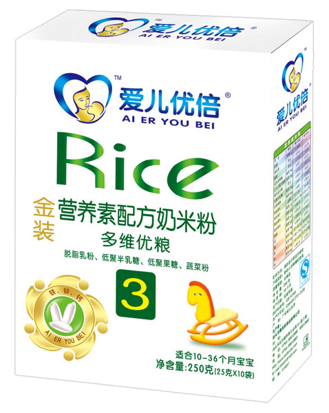 爱儿优倍金装多维优粮营养素配方奶米粉盒装