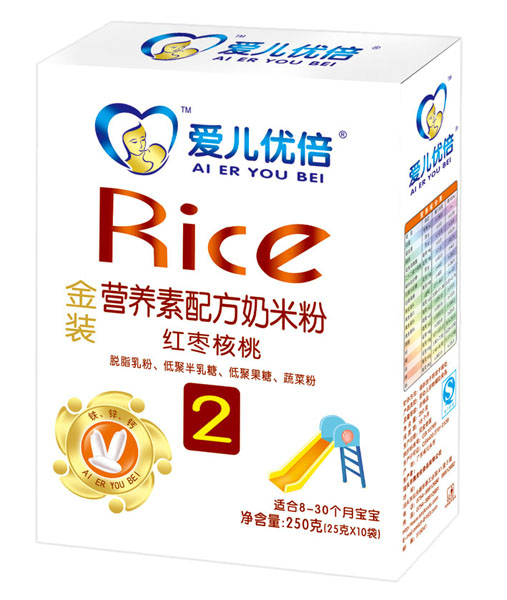 爱儿优倍金装红枣核桃营养素配方奶米粉盒装