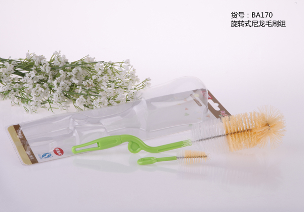 爱茵宝宝旋转式尼龙毛刷组
