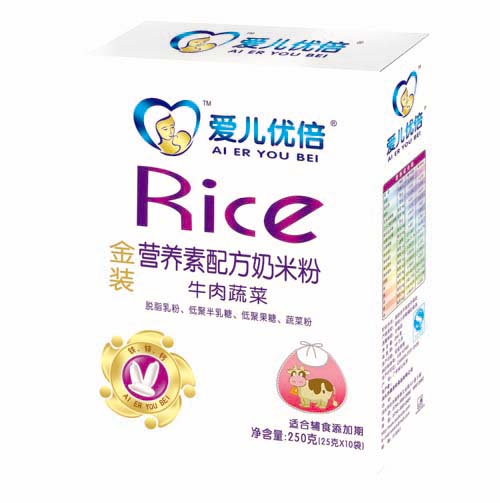 爱儿优倍牛肉蔬菜金装营养素配方奶米粉