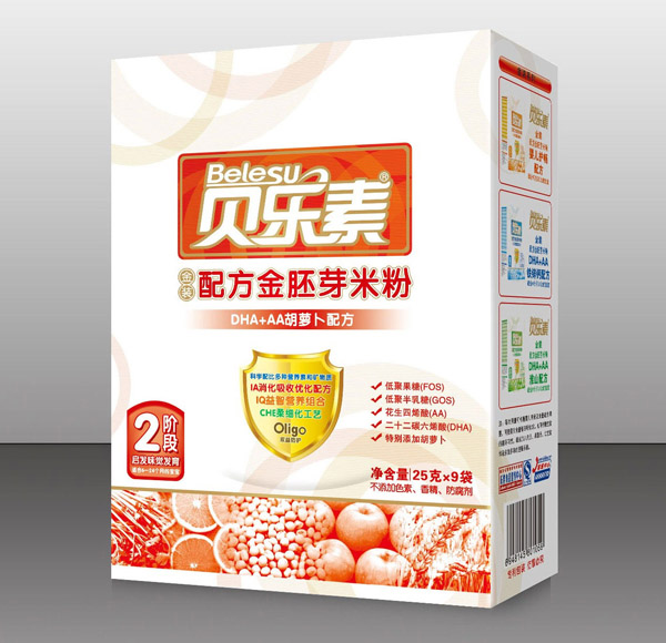 贝乐素DHA+AA胡萝卜金胚芽米粉2段