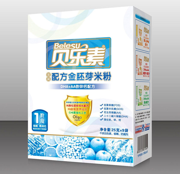 贝乐素DHA+AA铁锌钙金胚芽米粉1段