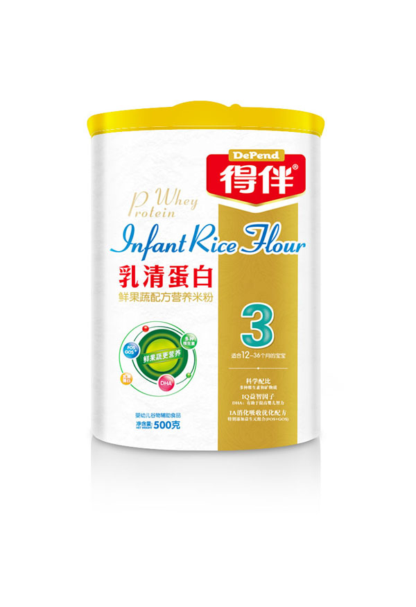 得伴乳清蛋白鲜果蔬配方营养米粉3段