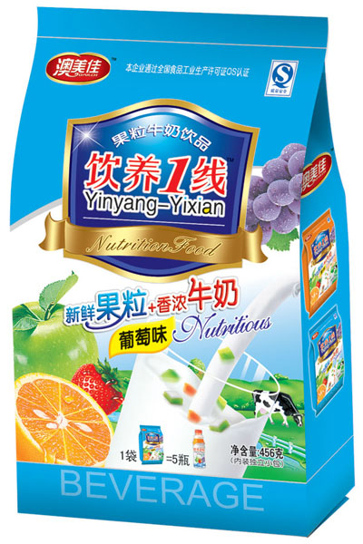 澳美佳葡萄味鲜果粒+香浓牛奶