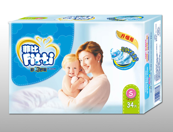 菲比秒吸舒爽婴儿纸尿裤S34片
