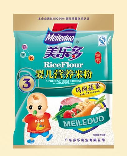 美多乐袋装鸡肉蔬菜婴儿营养米粉3段