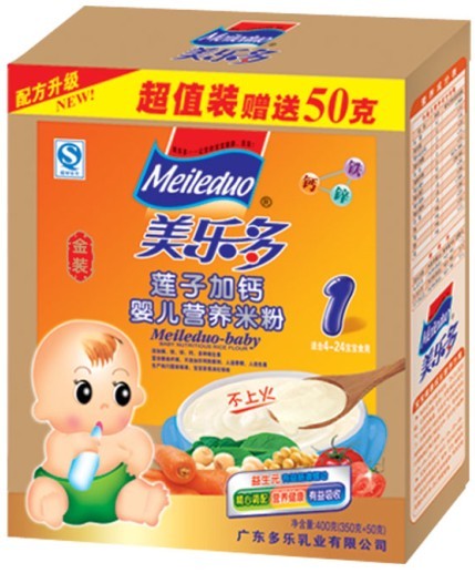 美多乐盒装莲子加钙婴儿营养米粉1段
