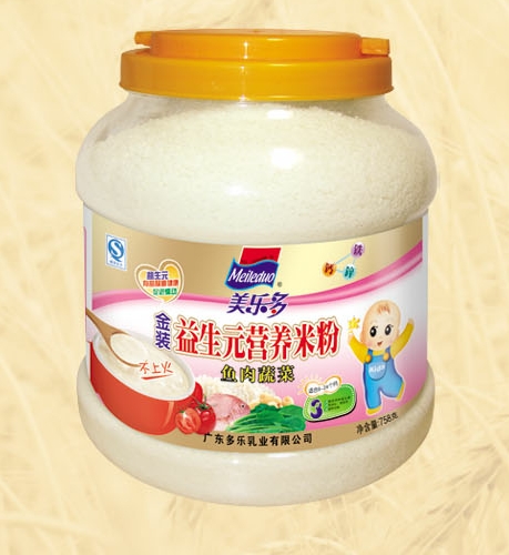 美多乐罐装鱼肉蔬菜益生元营养米粉3段