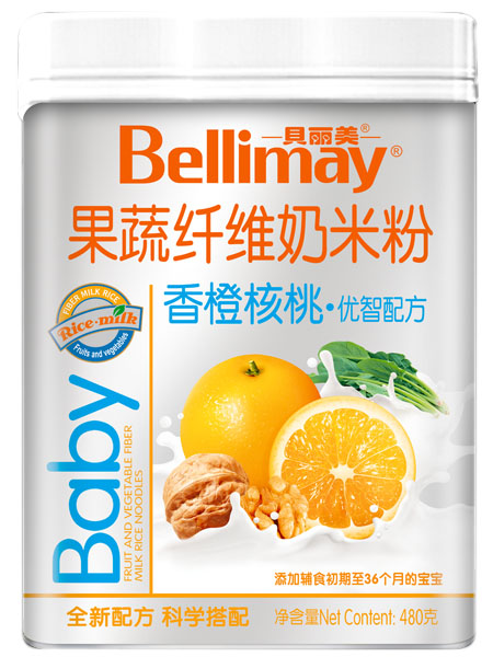 贝丽美香橙核桃果蔬纤维奶米粉
