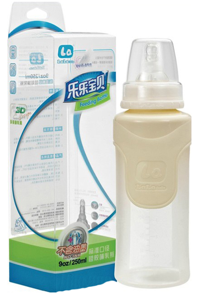 乐乐宝贝标准口径硅胶哺乳期奶瓶250ml