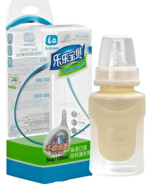 乐乐宝贝新款标准口径硅胶哺乳期奶瓶