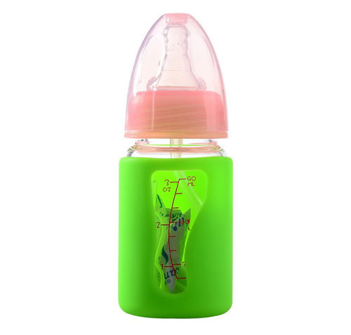 矽利康无手柄标口玻璃奶瓶90ml