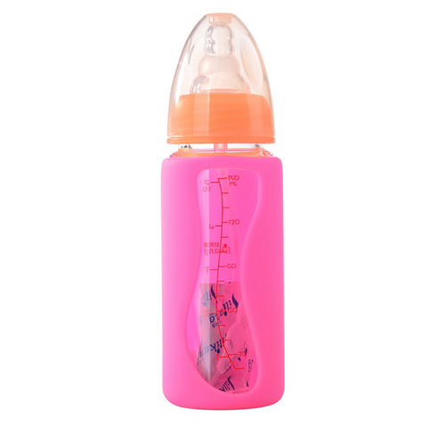 矽利康无手柄标口玻璃奶瓶150ml