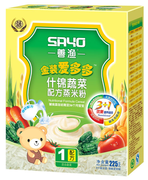 善渔金装爱多多什锦蔬菜配方蒸米粉
