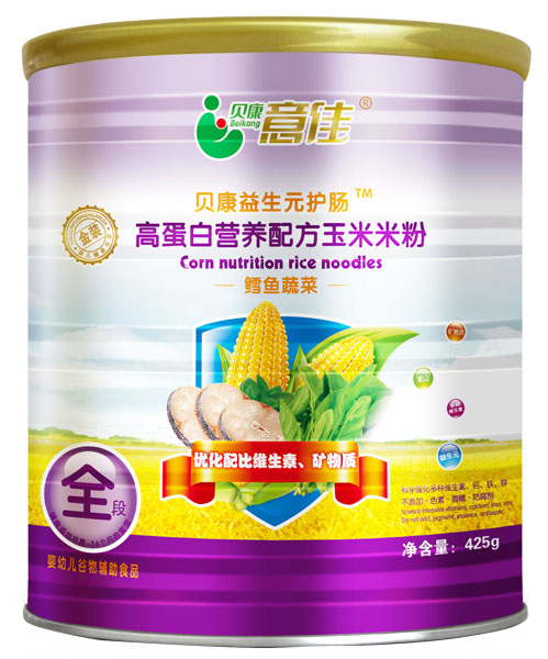 贝康意佳鳕鱼蔬菜高蛋白营养配方玉米米粉全段罐装