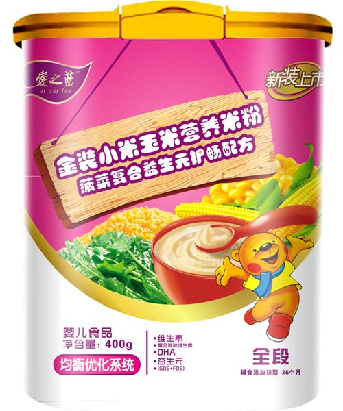 爱之蓝金装菠菜复合益生元护肠米粉全段