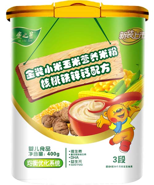 爱之蓝金装核桃铁锌钙配方米粉3段