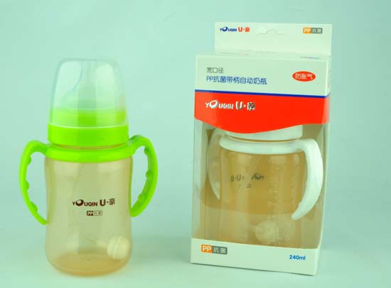 U亲A329宽口PP抗菌奶瓶240ml