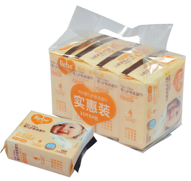 利贝护肤柔湿巾25片X4包