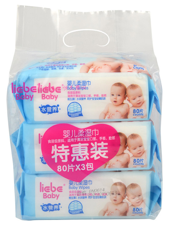 利贝婴儿柔湿巾80片X3包
