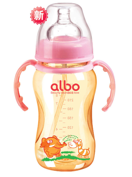 爱乐宝PPSU宽口自动奶瓶粉色300ml