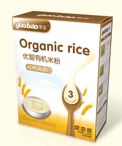 果宝AD钙高蛋白优智有机米粉盒