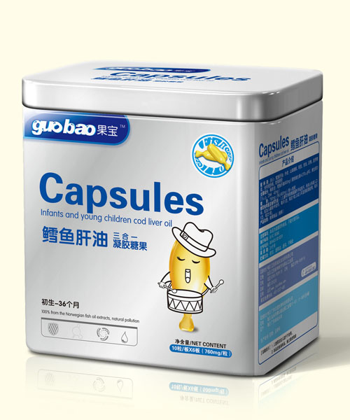 果宝鳕鱼肝油三合一凝胶糖果罐
