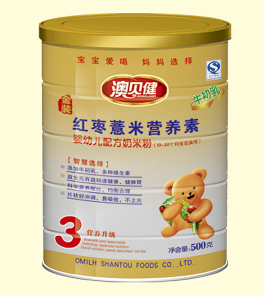 澳贝健红枣薏米营养素奶米粉3段听装