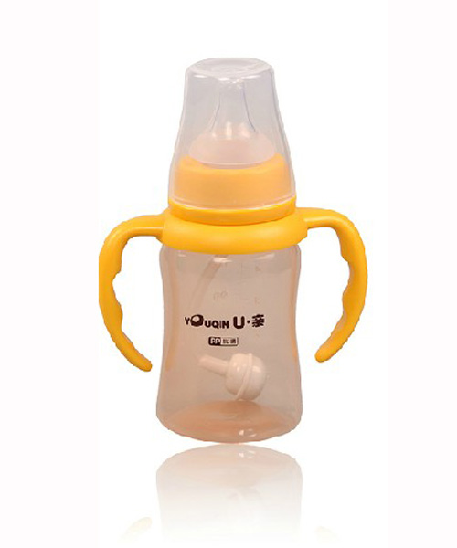 U亲A331PP抗菌带柄圆弧奶瓶140ML