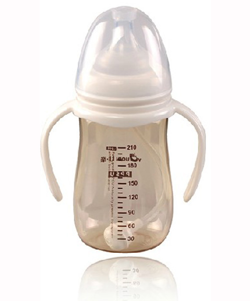 U亲A311PPSU宽口大圆弧防胀气带柄自动奶瓶210ML
