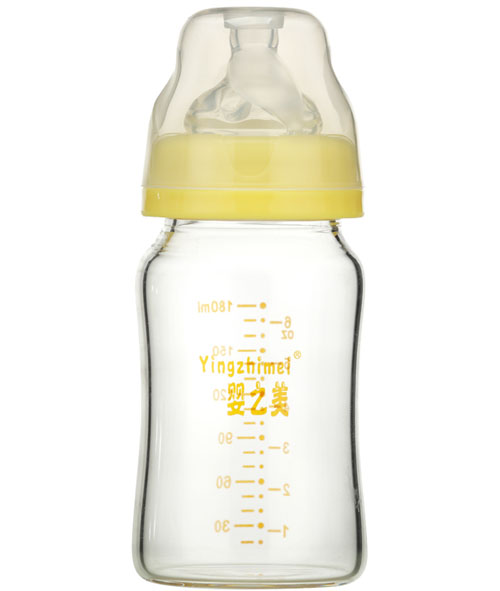 婴之美宽口晶钻玻璃奶瓶180ML黄色