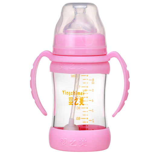 婴之美宽口双耳自动高硼硅玻璃奶瓶180ML