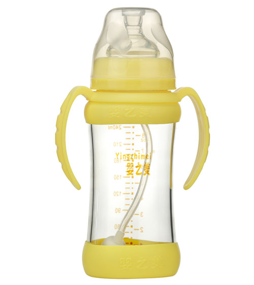 婴之美宽口双耳自动高硼硅玻璃奶瓶240ML