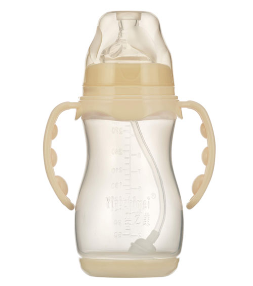 婴之美宽口双耳自动葫芦PP奶瓶带底270ML乳白色