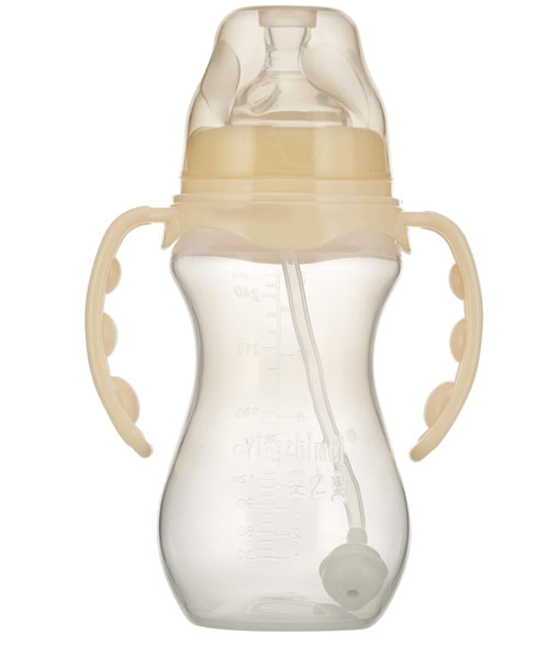 婴之美宽口双耳自动葫芦PP奶瓶270ML乳白色