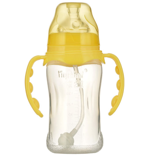 婴之美宽口双耳自动弧形PP婴儿奶瓶240ML