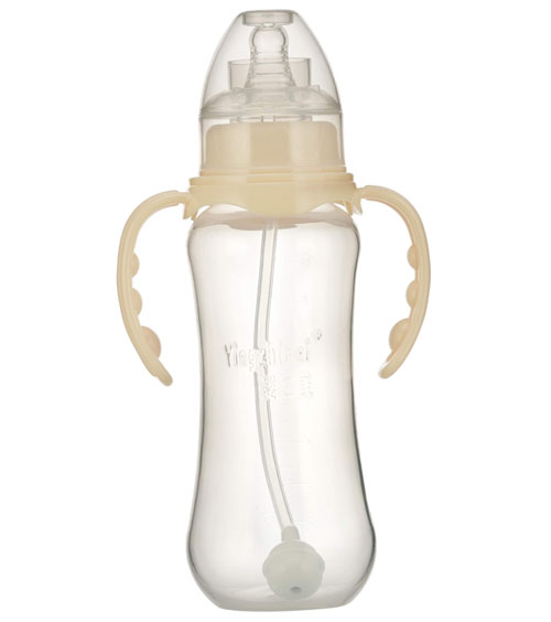 婴之美标口自动双耳圆弧PP奶瓶300ML乳白色