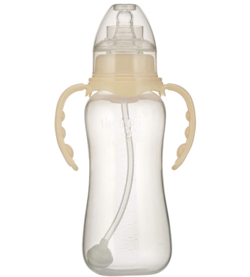 婴之美标口双耳自动圆弧PP奶瓶240ML乳白色