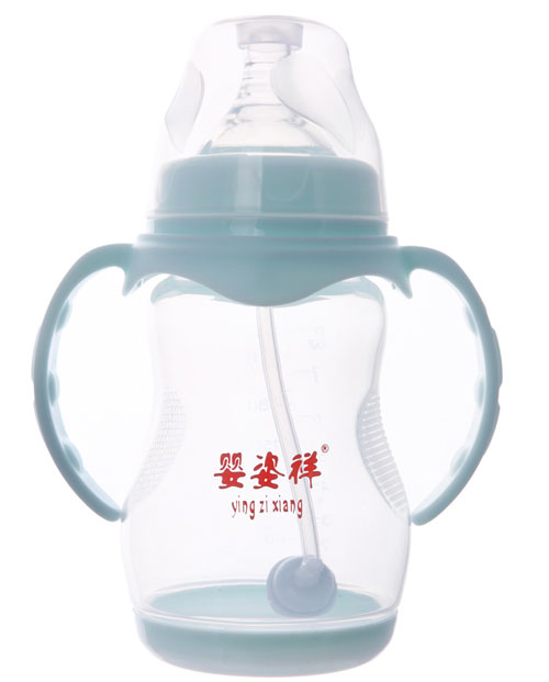 婴姿祥8安PP宽口双耳自动弧形带底奶瓶（磨砂）240ml