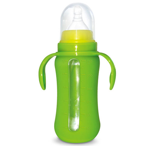 Babykin（贝沁）高硼硅玻璃+硅胶套标口弧形奶瓶140ML