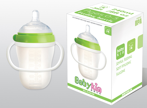 Babykin（贝沁）硅胶超宽口奶瓶240ML绿色