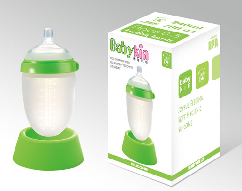 Babykin（贝沁）硅胶超宽口奶瓶绿色240ml