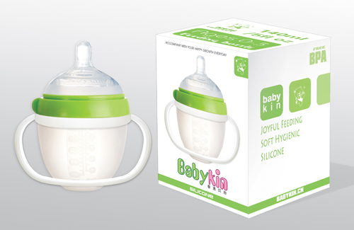 Babykin（贝沁）硅胶超宽口奶瓶绿色140ml