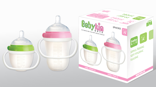 Babykin（贝沁）硅胶超宽口奶瓶两只装（140ml+240ml）