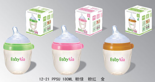 Babykin（贝沁）PPSU超宽口奶瓶180ML粉色L