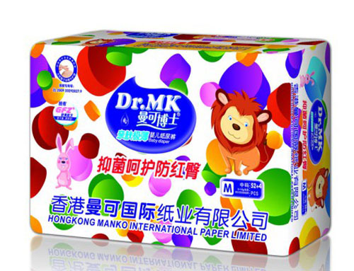 曼可博士亲肤极薄婴儿纸尿裤M码52+4片