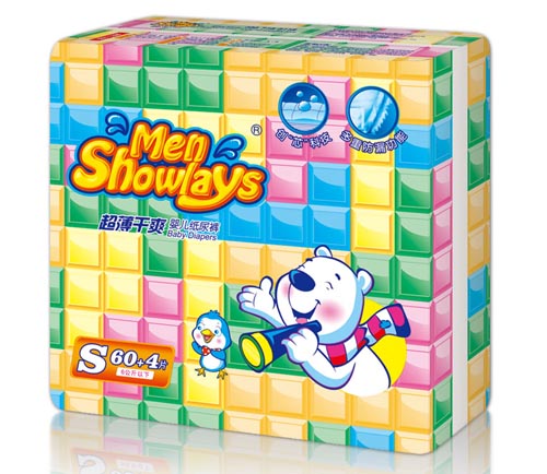 Menshowlays极薄干爽婴儿纸尿裤S码64片